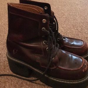 Fluvog maroon high top platform boots size 7 1/2
